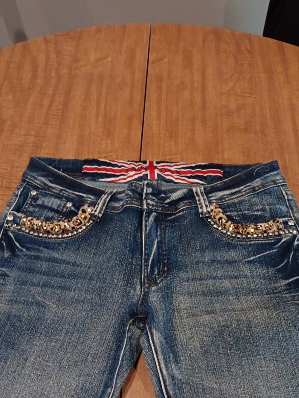 TRUE ROCK Blue Straight-Leg Jeans with Gold Embellished Pockets